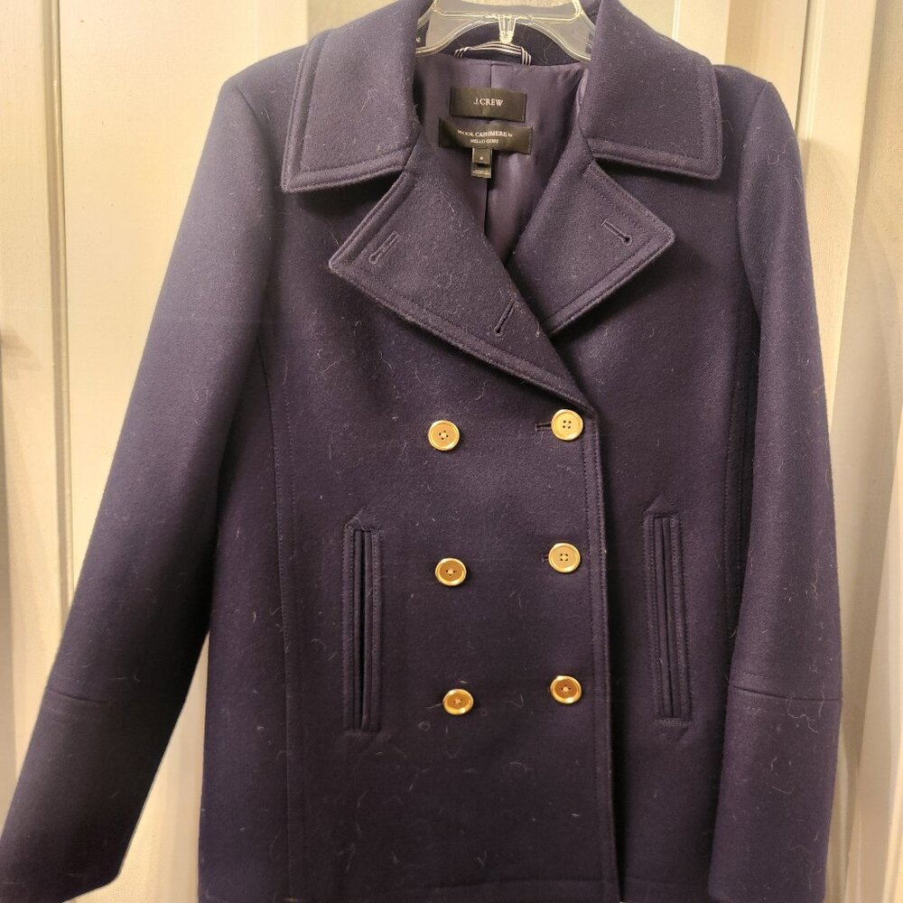 J Crew Nello Gori Navy Wool/Cashmere blend Pea Coat
